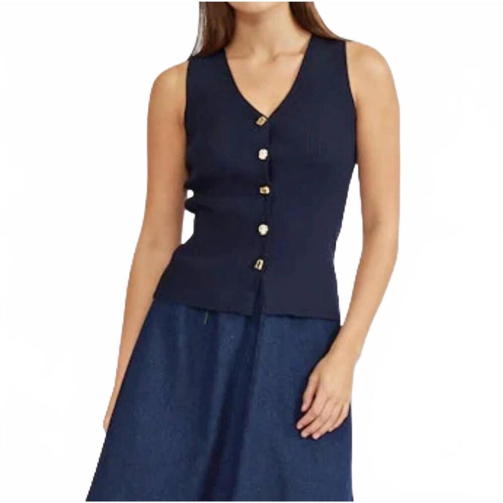 NEW LUCY PARIS desmond knit vest in navy